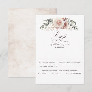 Earthy Shades Foliage Boho Wedding RSVP Card