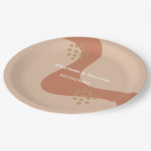 Earthy Soft Terracotta Modern Abstract Wedding Paper Plate