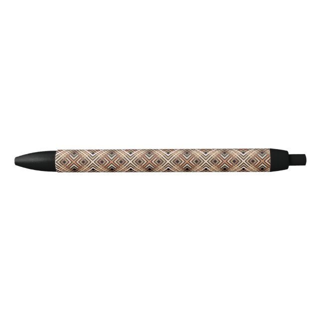 Earthy Squares Pattern Black Ink Pen (Front)