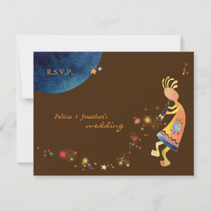 Earthy Starry Kokopelli Wedding RSVP Card