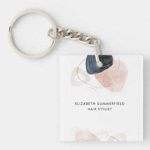 Earthy Stone Marble Hair Stylist Custom Key Ring