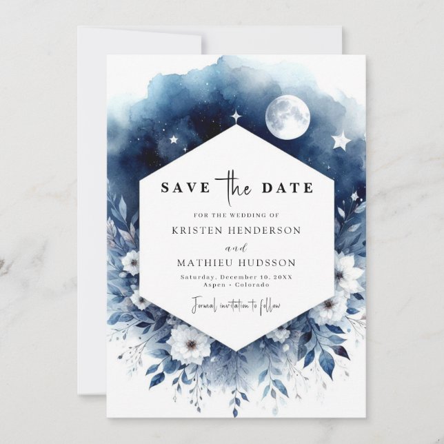 Earthy Stylish Moonlit Wedding Save The Date (Front)