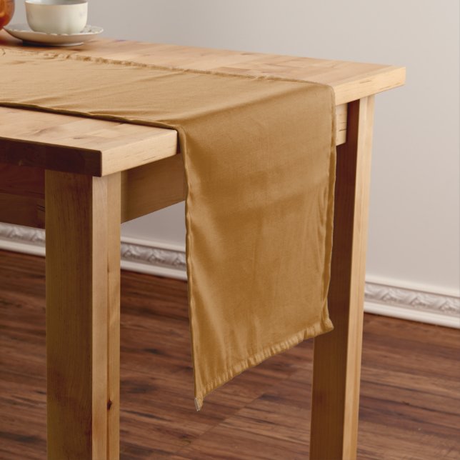 Earthy Sudan Brown Neutral Solid Colour Print Short Table Runner (In Situ)
