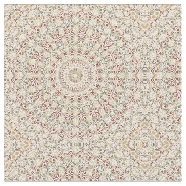 Earthy Taupe and Rust Mandala Pattern Fabric (Close Up)