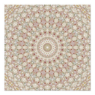Earthy Taupe and Rust Mandala Pattern Poster