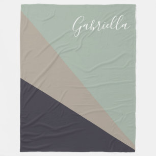 Earthy Taupe and Sage Geometric Personalised Fleece Blanket