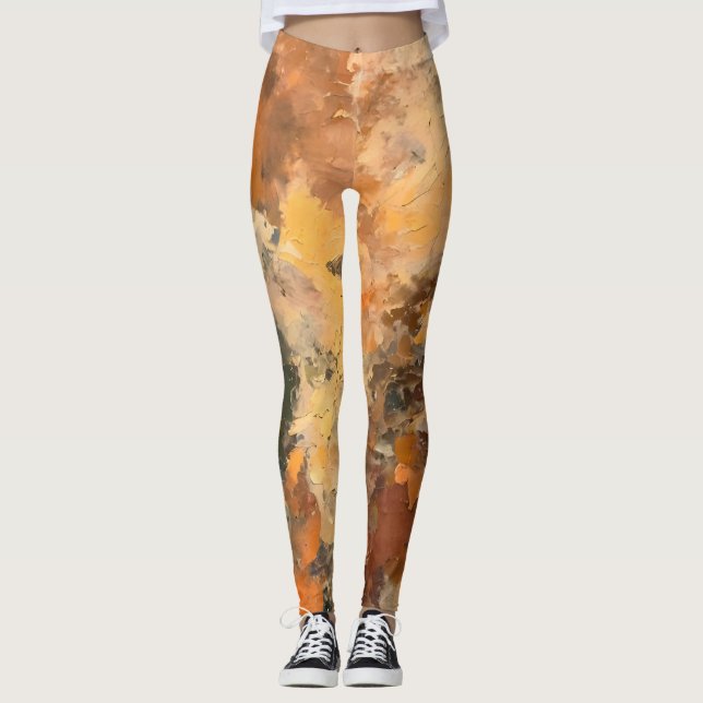 Earthy Terra Cotta Whimsy Pattern  Leggings (Front)