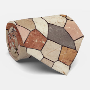 Earthy Terracotta and Slate Grey Stone Mosaic  Tie