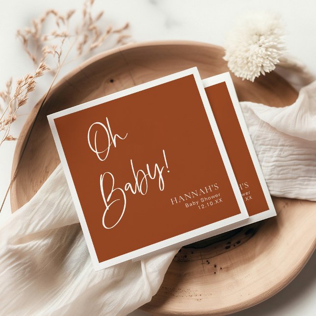 Earthy Terracotta Bohemian Baby Shower Napkin (Creator Uploaded)