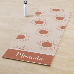 Earthy Terracotta Boho sun custom name Yoga Mat