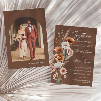 Earthy Terracotta Boho Watercolor Wedding Invitation