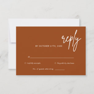 Earthy Terracotta Burnt Orange Wedding RSVP Card