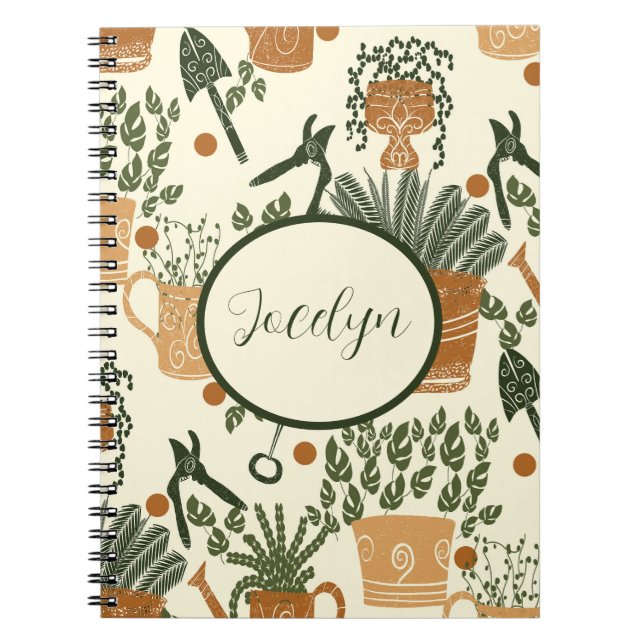 Earthy Terracotta & Green Plant: Garden Lover's Notebook (Front)