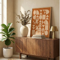 Earthy Terracotta Modern Geometric Shapes Art