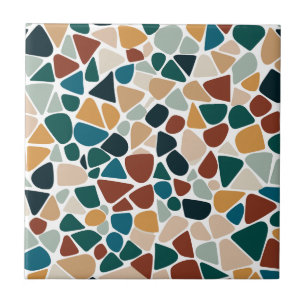 Earthy Terrazzo Mosaic Pebble Seamless Pattern Ceramic Tile