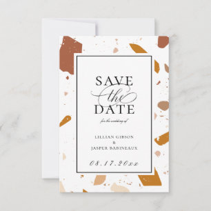 Earthy Terrazzo Pattern Save the Date Announcement