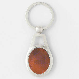 Earthy Textured Glass Abstract Art Orange Blue Key Ring