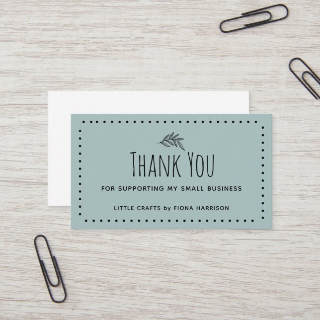Earthy Thank You For Supporting My Small Business  Card (Front/Back In Situ)