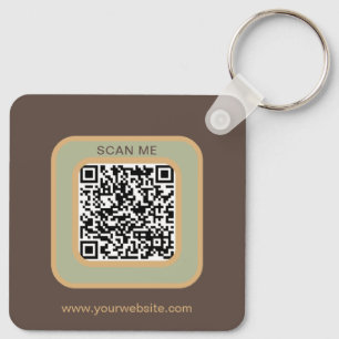 Earthy Tone Logo QR Code Double Sided Keychain
