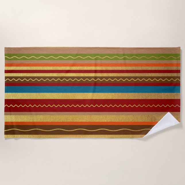 Earthy Tone Stripes  Beach Towel (Front)