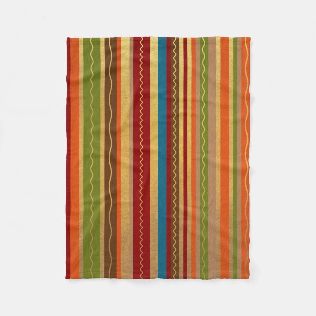 Earthy Tone Stripes  Fleece Blanket (Front)