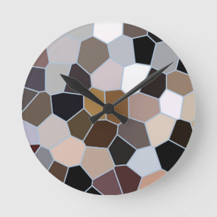 Earthy Toned Mosaic Pattern Round Clock