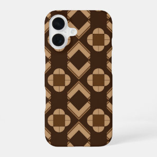 Earthy toned seamless pattern presents intricate iPhone 16 case