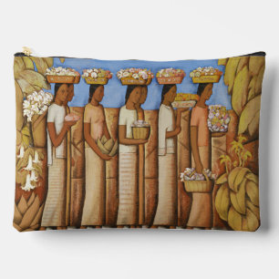 Earthy Tones Art Deco Mexican Indigenous Women Accessory Pouch
