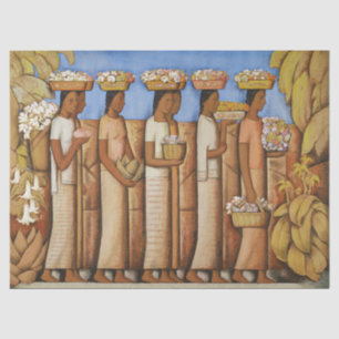 Earthy Tones Art Deco Mexican Indigenous Women Tissue Paper