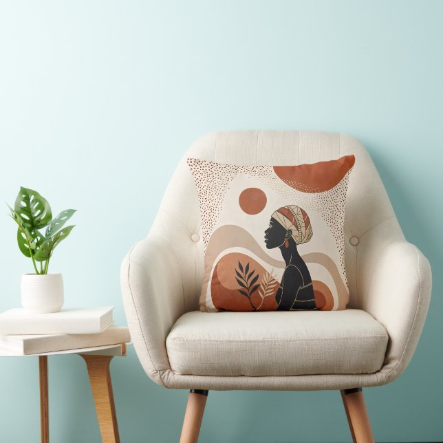 Earthy Tones Boho-chic Throw Pillow (Chair)