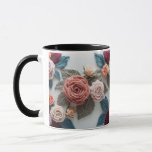 Earthy Tones Knitted Rose Combo Mug   Rustic Wool 