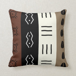 Earthy Tones Mudprint Stripes Pattern Cushion