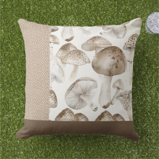 Earthy Tones Mushroom Throw Pillow