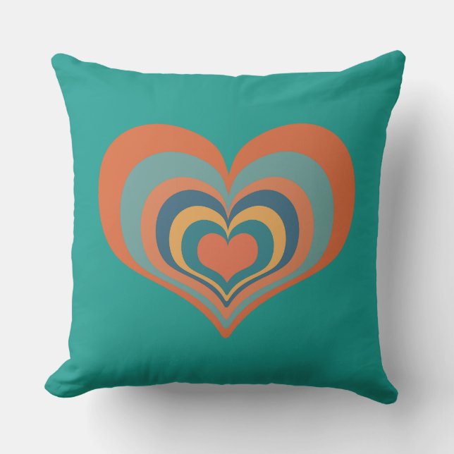 Earthy tones Retro Heart 20"X20" throw pillow (Front)