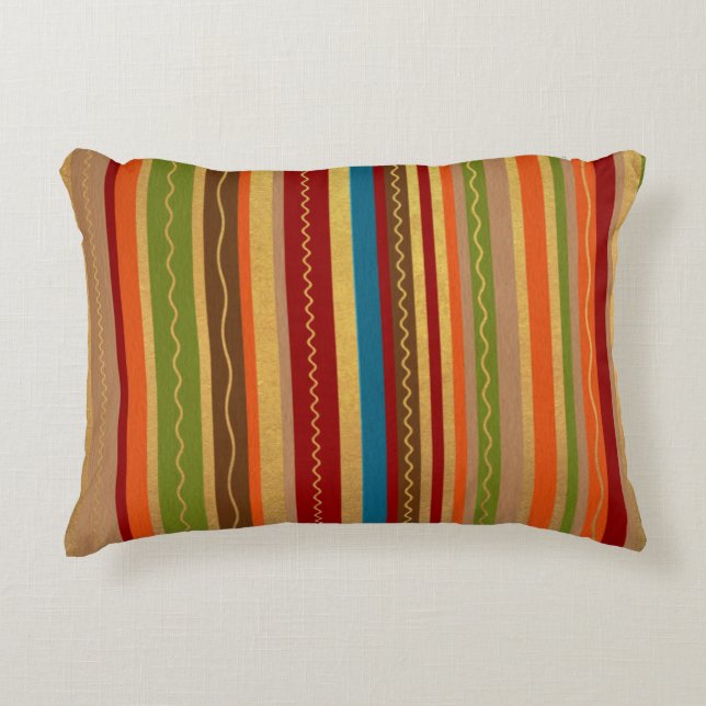 Earthy Tones Stripes Decorative Cushion (Front)