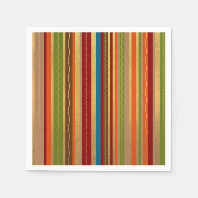 Earthy Tones Stripes  Napkin (Front)