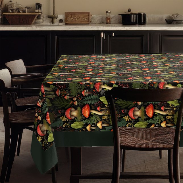 Earthy Tones Tablecloth Mushrooms & Wildflowers (Earthy Tones Tablecloth Mushrooms & Wildflowers)