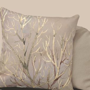 Earthy Tree Branches Cream & Tan Cushion