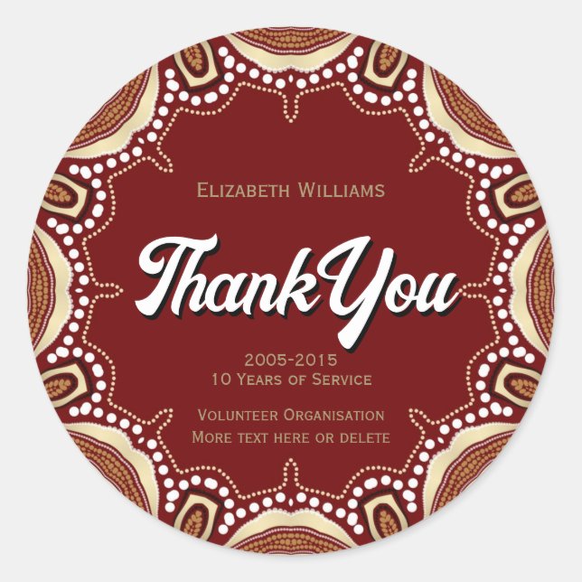 Earthy Tribal Energy Thank You Classic Round Sticker (Front)
