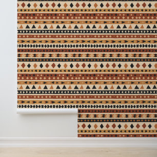 Earthy Tribal Geometric Pattern Design Wallpaper