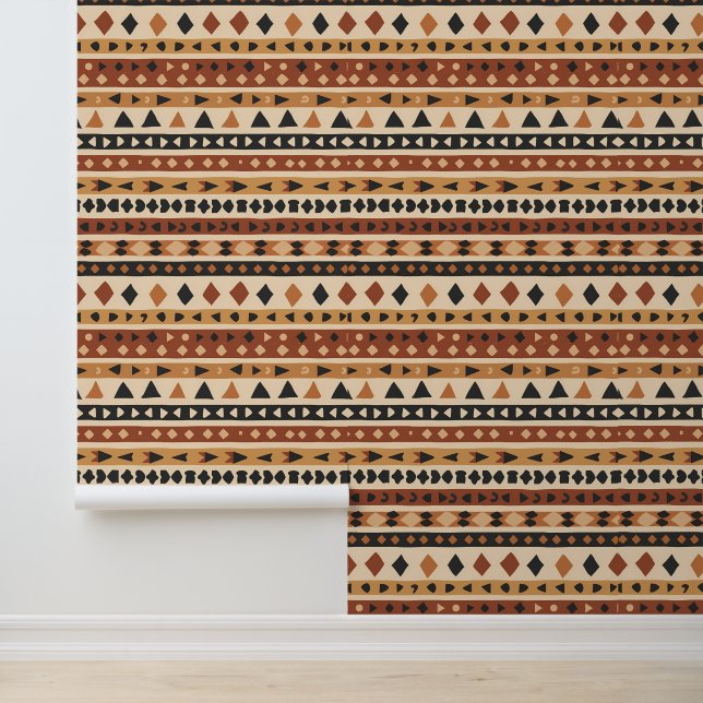 Earthy Tribal Geometric Pattern Design Wallpaper (Application)