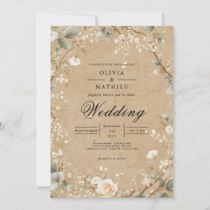 Earthy Twig Floral Arch Wedding Invitation