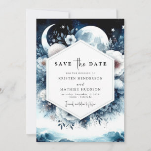Earthy Typography Moonlit Wedding Save The Date