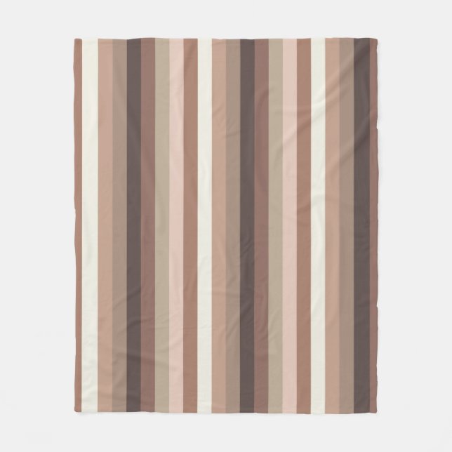 Earthy Vertical Stripe Pattern Fleece Blanket (Front)