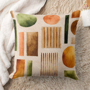 Earthy Watercolor Abstract Pattern - Boho Organic Cushion