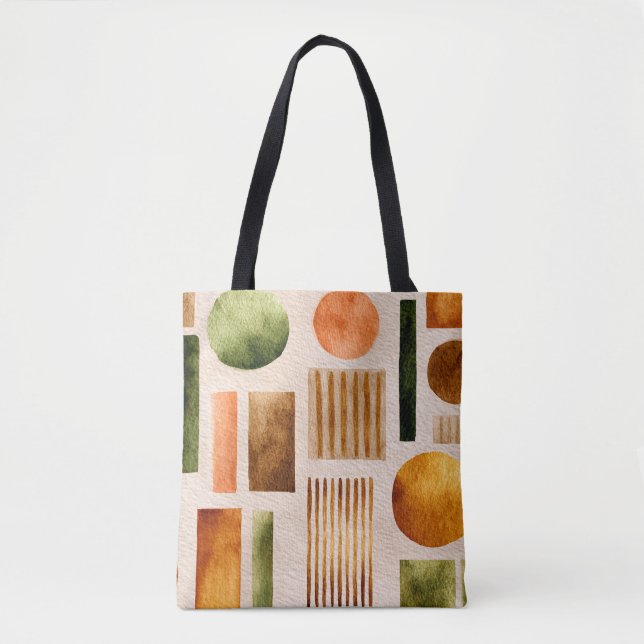 Earthy Watercolor Abstract Pattern - Boho Organic Tote Bag (Front)
