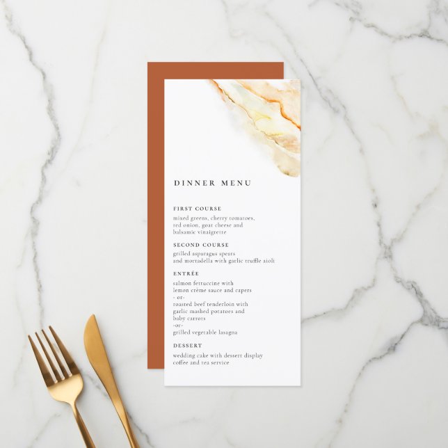 Earthy Watercolor Menu (Front/Back In Situ)