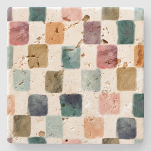 Earthy watercolor palette stone coaster