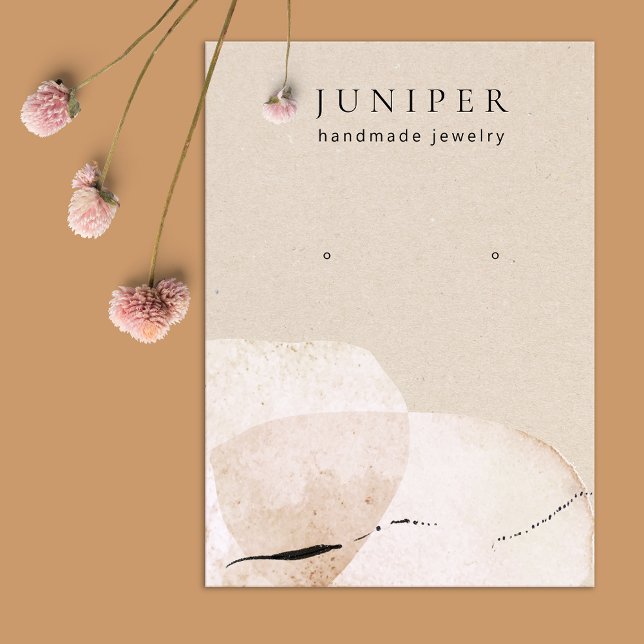 Earthy Watercolor Stones Kraft Earring  Display Business Card (Creator Uploaded)