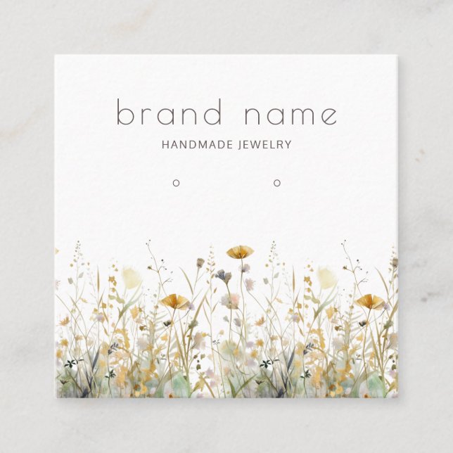 Earthy Watercolor Wildflowers Earring Display Card (Front)